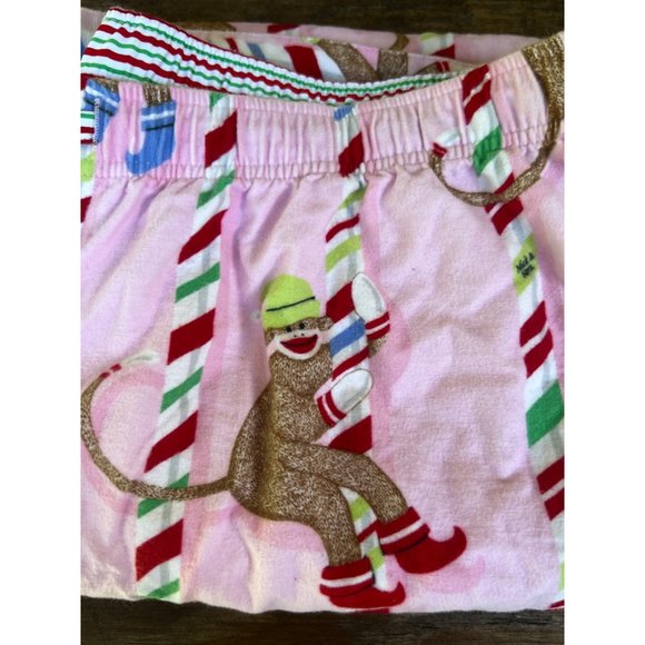 NWT Nick & Nora XXL Christmas Pole Bar Candy Cane Sock Monkey Pajama Set - Picture 2 of 8